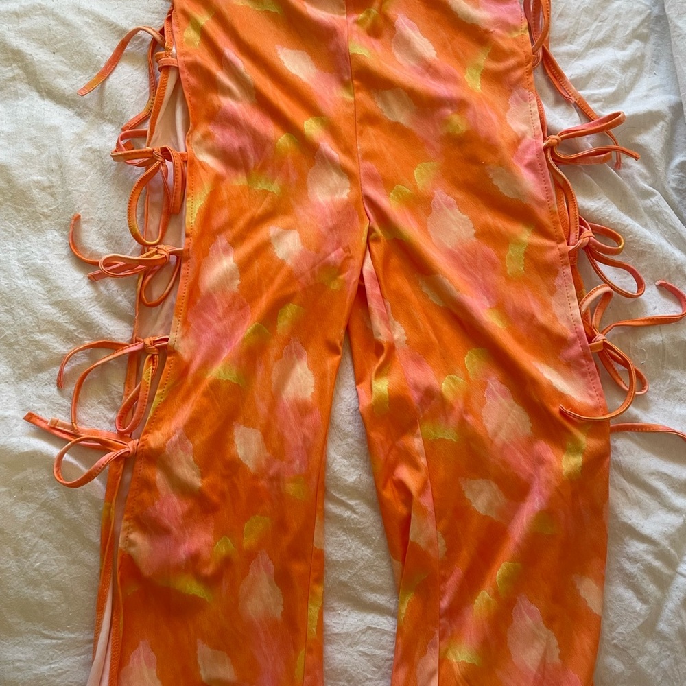 Vibrant Orange Tie-Side Pants